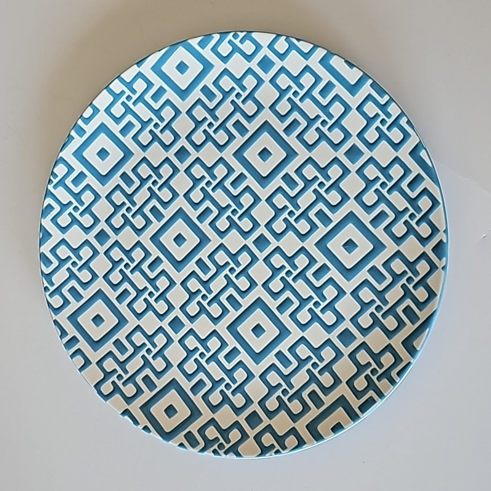 Crate&Barrel Kate Spain Geometric Blue and White Salad Plate